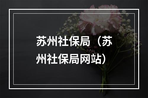 苏州社保局（苏州社保局网站）