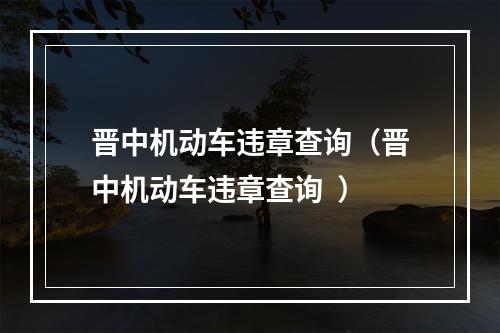 晋中机动车违章查询（晋中机动车违章查询  ）