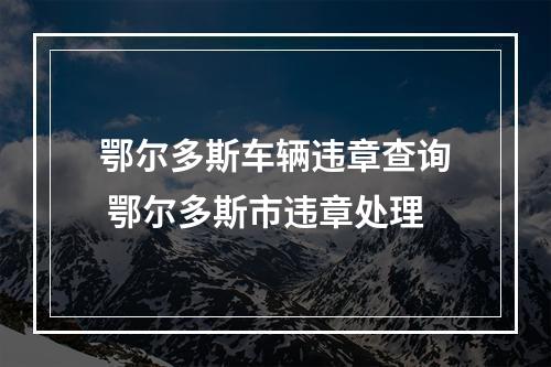 鄂尔多斯车辆违章查询 鄂尔多斯市违章处理