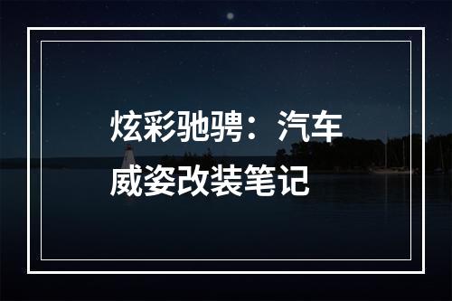 炫彩驰骋：汽车威姿改装笔记