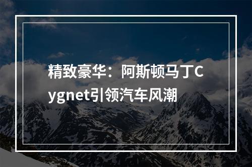 精致豪华：阿斯顿马丁Cygnet引领汽车风潮