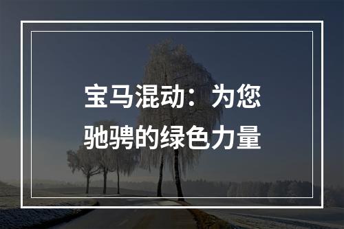 宝马混动：为您驰骋的绿色力量