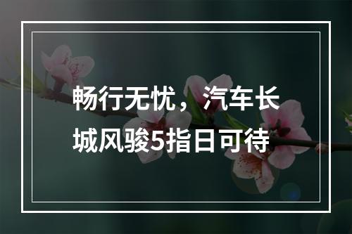 畅行无忧，汽车长城风骏5指日可待