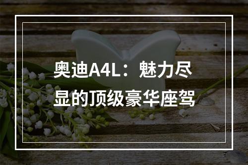 奥迪A4L：魅力尽显的顶级豪华座驾