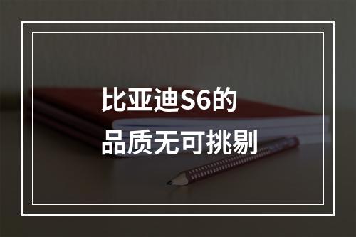 比亚迪S6的品质无可挑剔