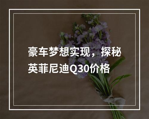 豪车梦想实现，探秘英菲尼迪Q30价格