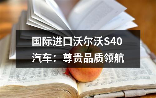 国际进口沃尔沃S40汽车：尊贵品质领航