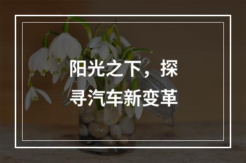 阳光之下，探寻汽车新变革