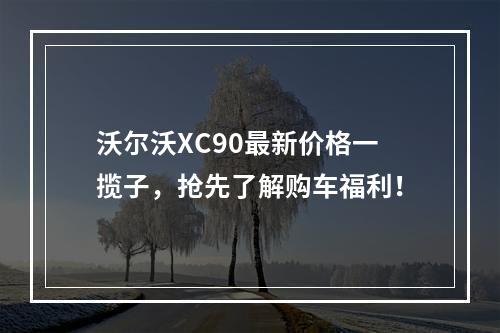 沃尔沃XC90最新价格一揽子，抢先了解购车福利！