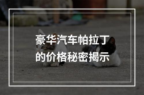 豪华汽车帕拉丁的价格秘密揭示