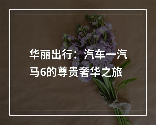 华丽出行：汽车一汽马6的尊贵奢华之旅