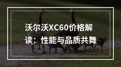 沃尔沃XC60价格解读：性能与品质共舞