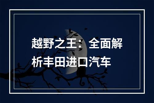 越野之王：全面解析丰田进口汽车