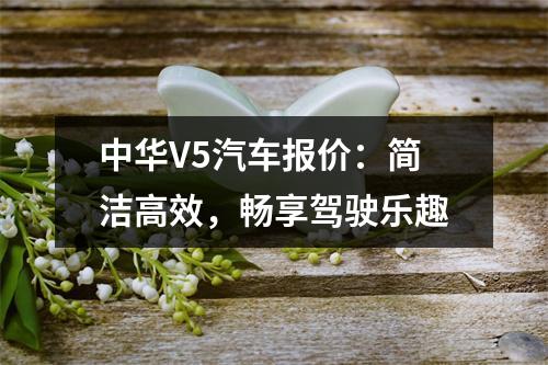 中华V5汽车报价：简洁高效，畅享驾驶乐趣