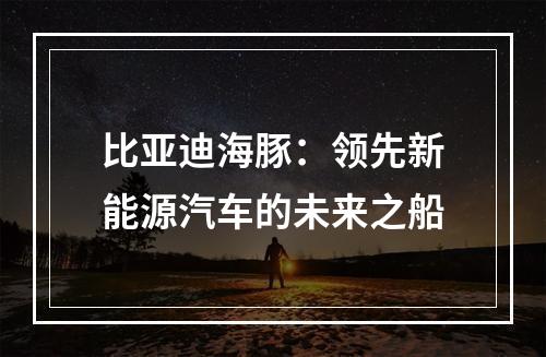 比亚迪海豚：领先新能源汽车的未来之船