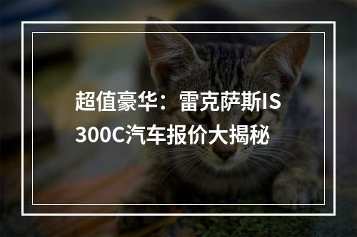 超值豪华：雷克萨斯IS300C汽车报价大揭秘