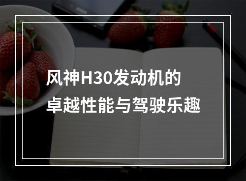 风神H30发动机的卓越性能与驾驶乐趣