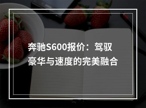 奔驰S600报价：驾驭豪华与速度的完美融合