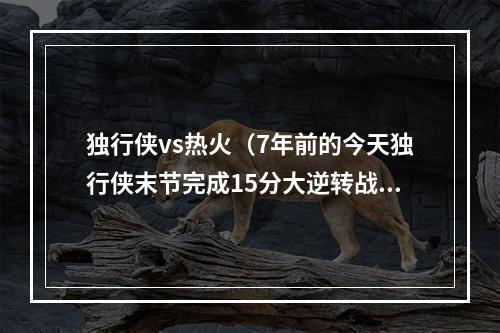 独行侠vs热火（7年前的今天独行侠末节完成15分大逆转战胜热火）