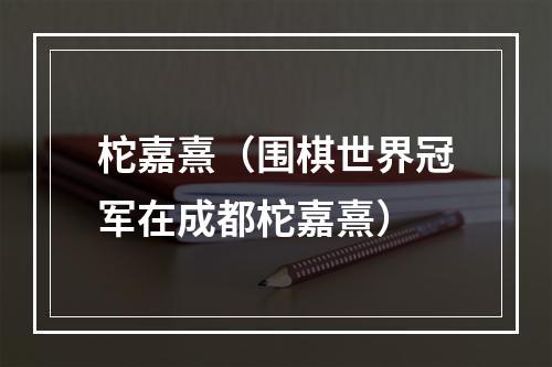 柁嘉熹（围棋世界冠军在成都柁嘉熹）