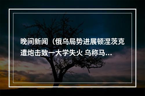 晚间新闻（俄乌局势进展顿涅茨克遭炮击致一大学失火 乌称马达西奇公司工厂遭袭）