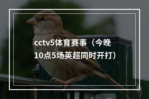 cctv5体育赛事（今晚10点5场英超同时开打）