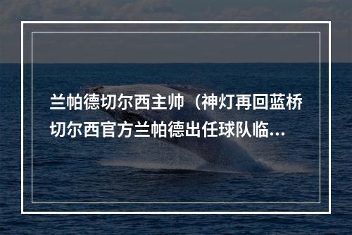 兰帕德切尔西主帅（神灯再回蓝桥切尔西官方兰帕德出任球队临时主帅）