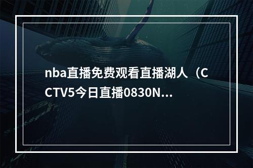 nba直播免费观看直播湖人（CCTV5今日直播0830NBA西部决赛第二场湖人掘金）