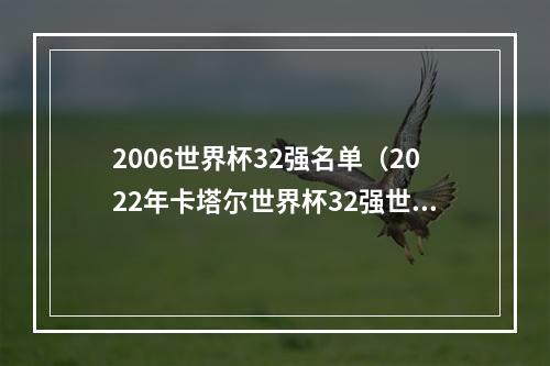 2006世界杯32强名单（2022年卡塔尔世界杯32强世界杯排名和世界杯最好成绩）