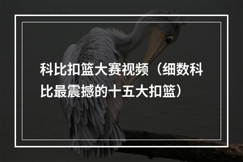 科比扣篮大赛视频（细数科比最震撼的十五大扣篮）