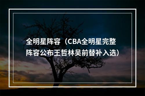 全明星阵容（CBA全明星完整阵容公布王哲林吴前替补入选）