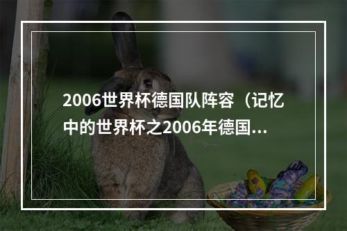 2006世界杯德国队阵容（记忆中的世界杯之2006年德国世界杯）