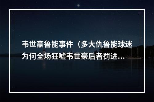 韦世豪鲁能事件（多大仇鲁能球迷为何全场狂嘘韦世豪后者罚进点球还朝球迷挥拳）