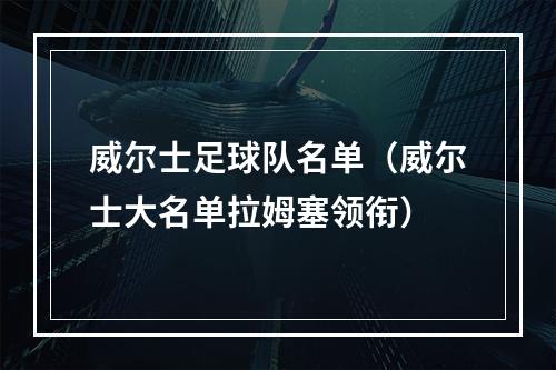 威尔士足球队名单（威尔士大名单拉姆塞领衔）