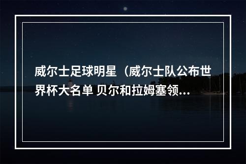 威尔士足球明星（威尔士队公布世界杯大名单 贝尔和拉姆塞领衔）