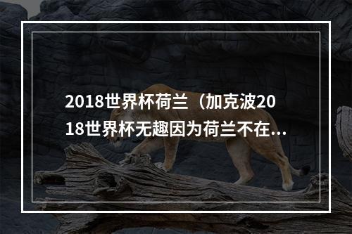 2018世界杯荷兰（加克波2018世界杯无趣因为荷兰不在场 本届世界杯我们做得很好）