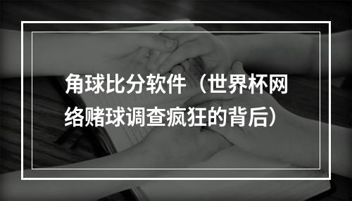 角球比分软件（世界杯网络赌球调查疯狂的背后）