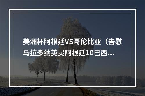 美洲杯阿根廷VS哥伦比亚（告慰马拉多纳英灵阿根廷10巴西）