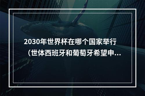 2030年世界杯在哪个国家举行（世体西班牙和葡萄牙希望申办2030年世界杯）