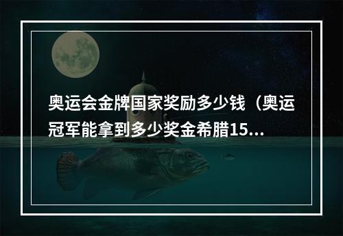 奥运会金牌国家奖励多少钱（奥运冠军能拿到多少奖金希腊150万）