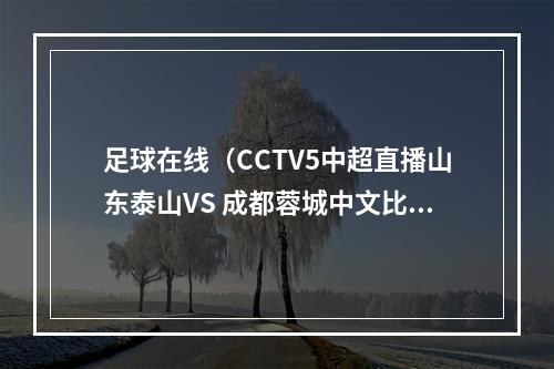 足球在线（CCTV5中超直播山东泰山VS 成都蓉城中文比赛全程高清视频）