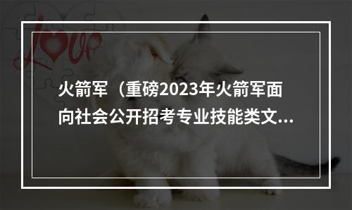 火箭军（重磅2023年火箭军面向社会公开招考专业技能类文职人员公告发布）