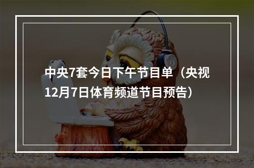 中央7套今日下午节目单（央视12月7日体育频道节目预告）