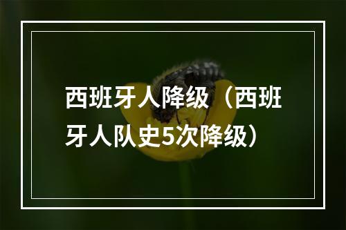 西班牙人降级（西班牙人队史5次降级）