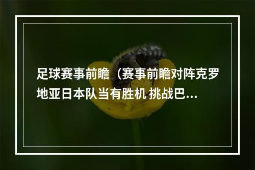 足球赛事前瞻（赛事前瞻对阵克罗地亚日本队当有胜机 挑战巴西韩国队凶多吉少）