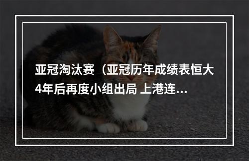 亚冠淘汰赛（亚冠历年成绩表恒大4年后再度小组出局 上港连续5年晋级淘汰赛）