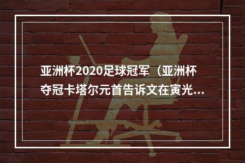 亚洲杯2020足球冠军（亚洲杯夺冠卡塔尔元首告诉文在寅光赢韩国也开心）