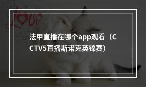 法甲直播在哪个app观看（CCTV5直播斯诺克英锦赛）