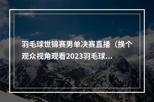 羽毛球世锦赛男单决赛直播（换个观众视角观看2023羽毛球世锦赛男单决赛）