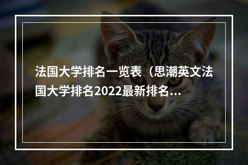 法国大学排名一览表（思潮英文法国大学排名2022最新排名名单）